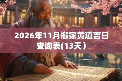 2026年11月搬家黄道吉日查询表(13天）