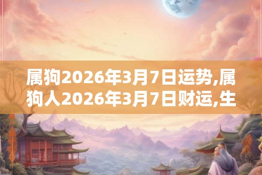 属狗2026年3月7日运势,属狗人2026年3月7日财运,生肖狗2026年3月7日运势