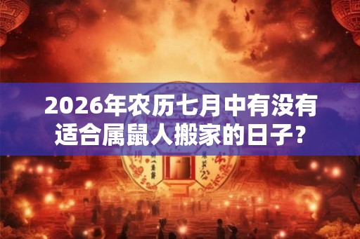 2026年农历七月中有没有适合属鼠人搬家的日子？