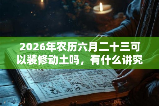 2026年农历六月二十三可以装修动土吗，有什么讲究吗？