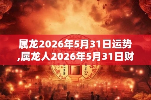 属龙2026年5月31日运势,属龙人2026年5月31日财运,生肖龙2026年5月31日运势