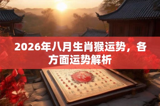 2026年八月生肖猴运势，各方面运势解析