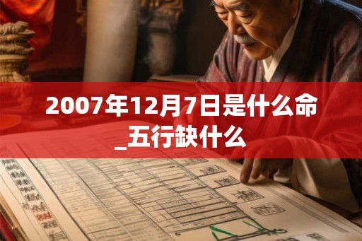 2007年12月7日是什么命_五行缺什么 2007年12月7日是什么命_五行缺什么