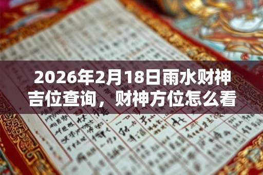 2026年2月18日雨水财神吉位查询，财神方位怎么看？
