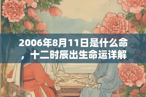 2006年8月11日是什么命，十二时辰出生命运详解