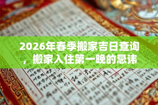 2026年春季搬家吉日查询，搬家入住第一晚的忌讳