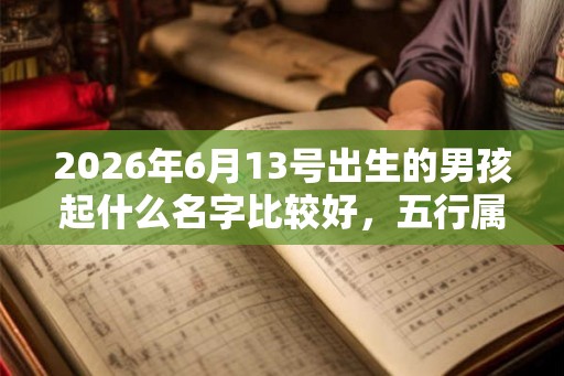 2026年6月13号出生的男孩起什么名字比较好，五行属什么