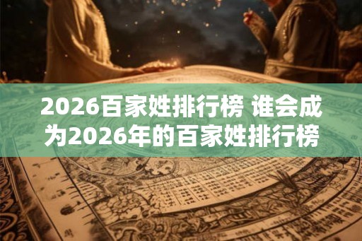 2026百家姓排行榜 谁会成为2026年的百家姓排行榜前十