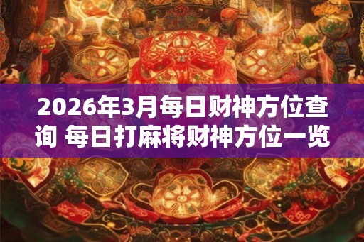 2026年3月每日财神方位查询 每日打麻将财神方位一览表