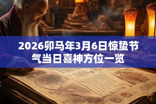 2026卯马年3月6日惊蛰节气当日喜神方位一览