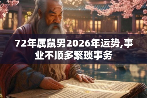 72年属鼠男2026年运势,事业不顺多繁琐事务