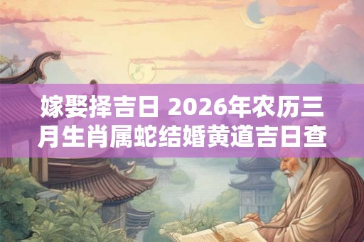 嫁娶择吉日 2026年农历三月生肖属蛇结婚黄道吉日查询