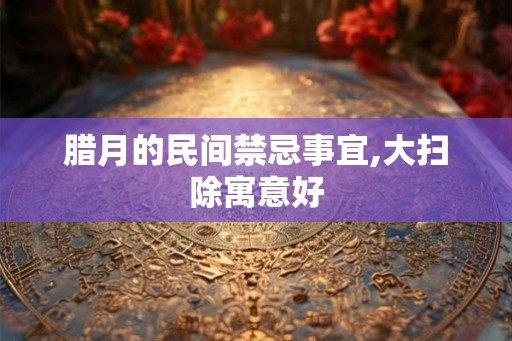 腊月的民间禁忌事宜,大扫除寓意好