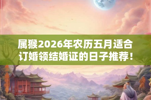 属猴2026年农历五月适合订婚领结婚证的日子推荐！