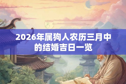 2026年属狗人农历三月中的结婚吉日一览