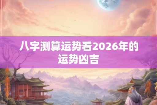 八字测算运势看2026年的运势凶吉