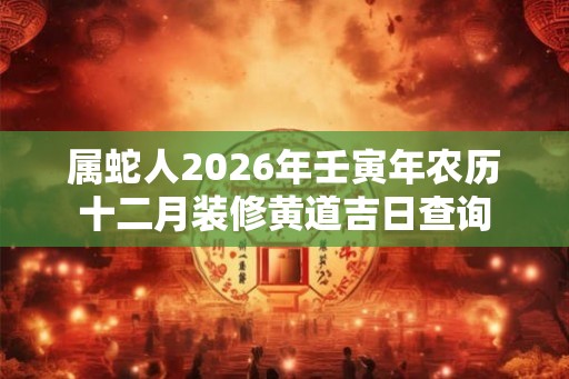 属蛇人2026年壬寅年农历十二月装修黄道吉日查询