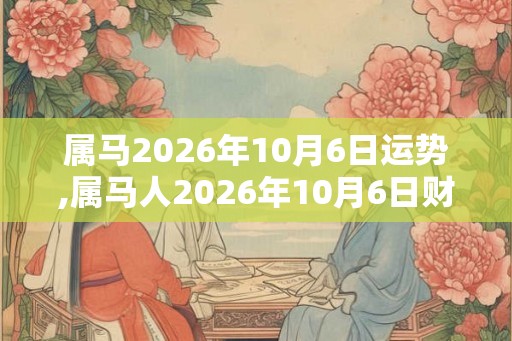 属马2026年10月6日运势,属马人2026年10月6日财运,生肖马2026年10月6日运势