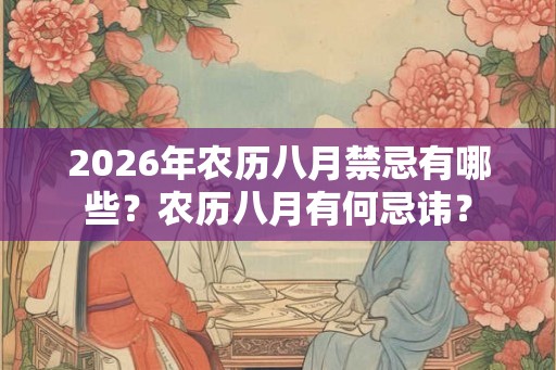 2026年农历八月禁忌有哪些？农历八月有何忌讳？