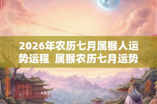 2026年农历七月属猴人运势运程  属猴农历七月运势好不好