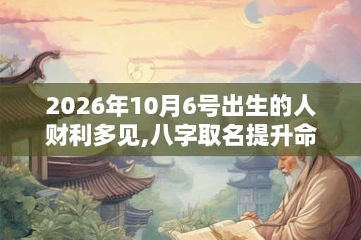 2026年10月6号出生的人财利多见,八字取名提升命格 2026年10月6号出生的人财利多见,八字取名提升命格