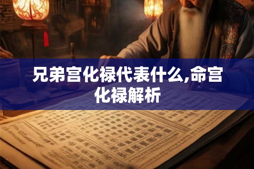 兄弟宫化禄代表什么,命宫化禄解析