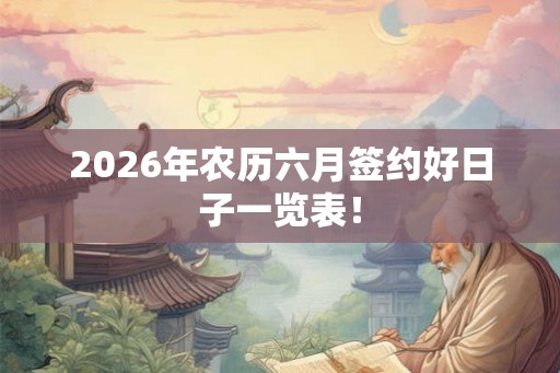 2026年农历六月签约好日子一览表！