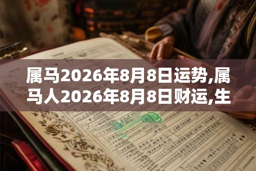 属马2026年8月8日运势,属马人2026年8月8日财运,生肖马2026年8月8日运势