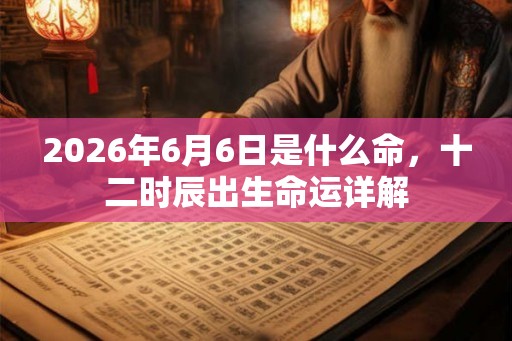 2026年6月6日是什么命，十二时辰出生命运详解