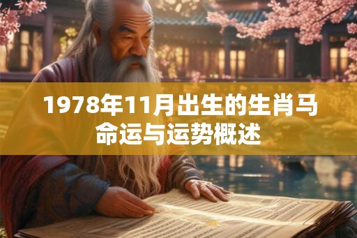 1978年11月出生的生肖马命运与运势概述