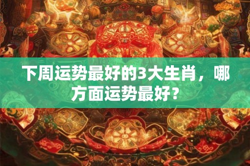 下周运势最好的3大生肖，哪方面运势最好？