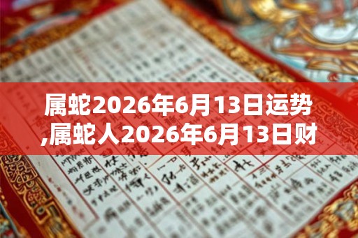 属蛇2026年6月13日运势,属蛇人2026年6月13日财运,生肖蛇2026年6月13日运势