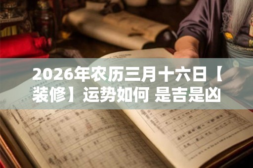 2026年农历三月十六日【装修】运势如何 是吉是凶
