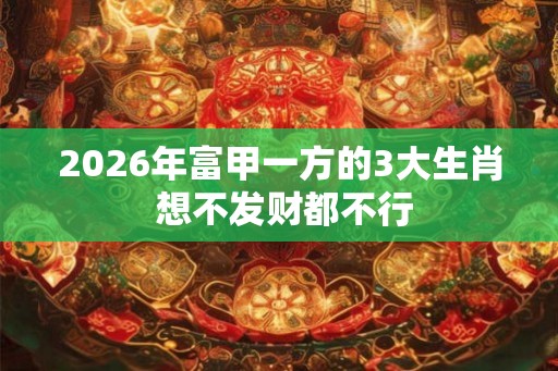 2026年富甲一方的3大生肖 想不发财都不行