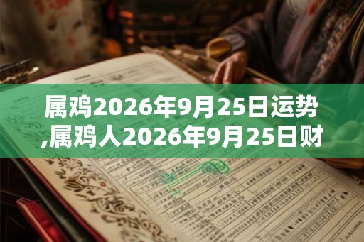 属鸡2026年9月25日运势,属鸡人2026年9月25日财运,生肖鸡2026年9月25日运势