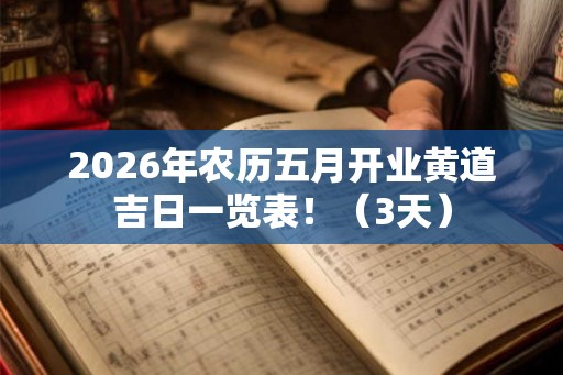 2026年农历五月开业黄道吉日一览表！（3天）