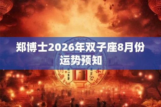 郑博士2026年双子座8月份运势预知