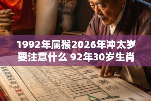 1992年属猴2026年冲太岁要注意什么 92年30岁生肖猴逢虎年运势如何 1992年属猴2026年冲太岁要注意什么 92年30岁生肖猴逢虎年运势如何