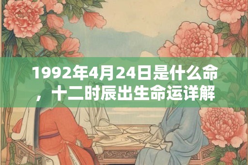 1992年4月24日是什么命，十二时辰出生命运详解