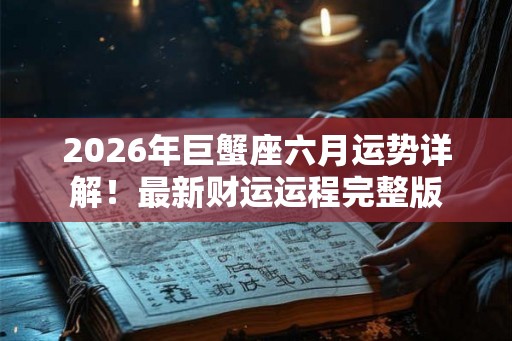 2026年巨蟹座六月运势详解！最新财运运程完整版