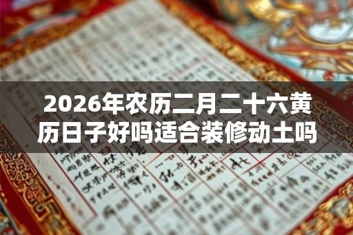 2026年农历二月二十六黄历日子好吗适合装修动土吗？