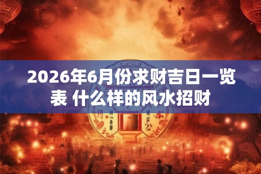 2026年6月份求财吉日一览表 什么样的风水招财