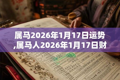 属马2026年1月17日运势,属马人2026年1月17日财运,生肖马2026年1月17日运势