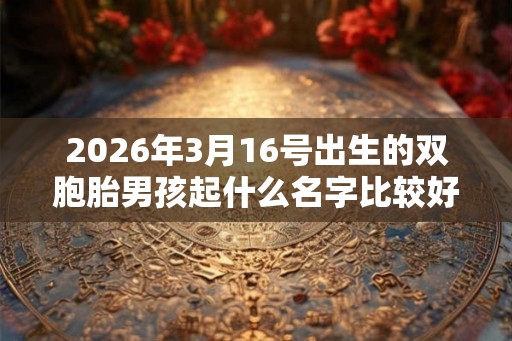 2026年3月16号出生的双胞胎男孩起什么名字比较好，五行属什么