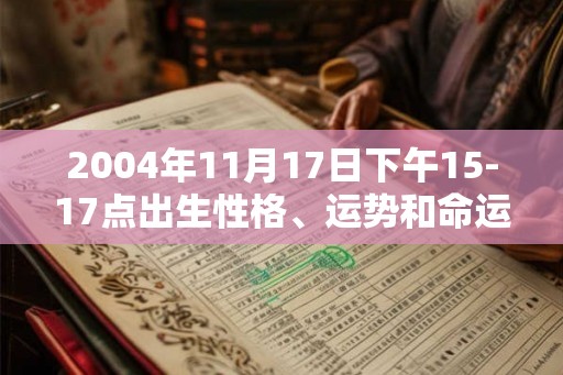 2004年11月17日下午15-17点出生性格、运势和命运