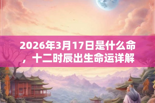 2026年3月17日是什么命，十二时辰出生命运详解