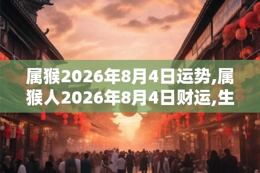 属猴2026年8月4日运势,属猴人2026年8月4日财运,生肖猴2026年8月4日运势