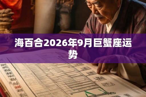海百合2026年9月巨蟹座运势