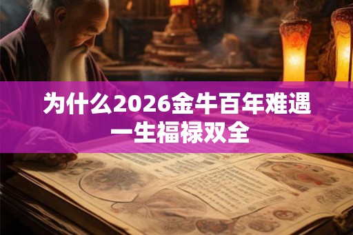 为什么2026金牛百年难遇 一生福禄双全
