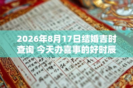 2026年8月17日结婚吉时查询 今天办喜事的好时辰 2026年8月17日结婚吉时查询 今天办喜事的好时辰
